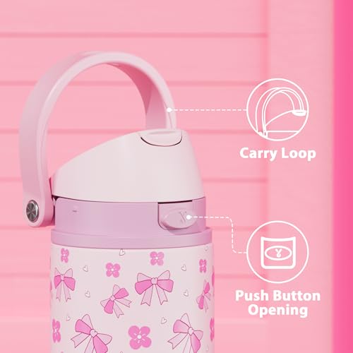 Image of 24 oz Insulated Water Bottle for Women: Meoky Stainless Steel Water Bottle with 2-in-1 Straw and Spout Lid - Leak Proof, Cold for 24 Hours, Fits in Car Cup Holder, BPA-Free for Sports Travel, Ribbonie