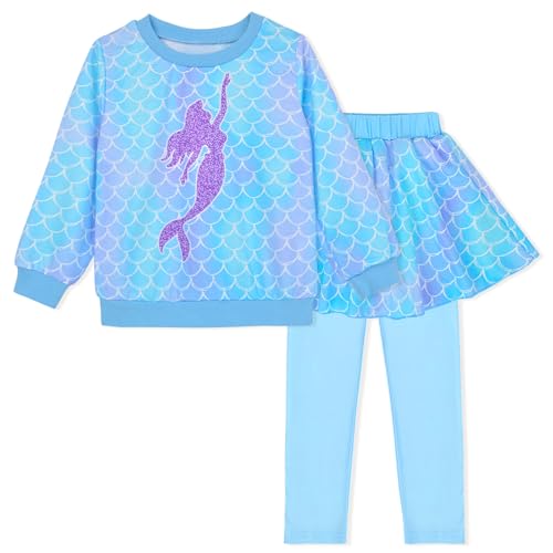 AuSletie Kids 2 Piece Outfits Girls Stylish Tops Long Sleeve Fashion Sweatshirts and Sweatpants, Girls Clothes Set Size 4-9