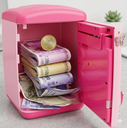 Image of Umadiya Premium Piggy Bank For Kids With Finger Print Smart Sensor Atm Savings Money Bank With Electronic Lock For Kids, Modern, Pink