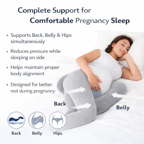 Image of H-Shaped Pregnancy Pillow for Women | Adjustable Butterfly Dual Wedge for Back, Belly & Hip Pain Relief | Ultra Soft Velvet Maternity Body Support Pillow | Washable, Travel Friendly | Grey