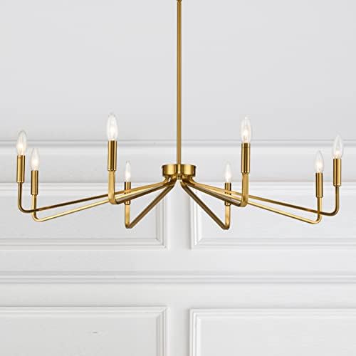 ACANER 38" Gold Chandeliers for Dining Room, 8-Light Modern Farmhouse Chandelier Light Fixture, Brushed Brass Industrial Candle Lighting Hanging Ceiling for Living Room Bar Kitchen Island Lights