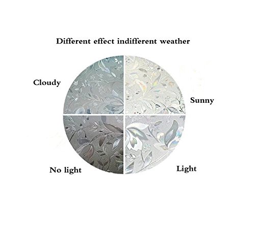 iEventStar 3D Decorative Tulip Flower Pattern Frosted Privacy Window Film Self adhesive Static Sticker for Bathroom Kitchen Living room (17.7" x 78.7")
