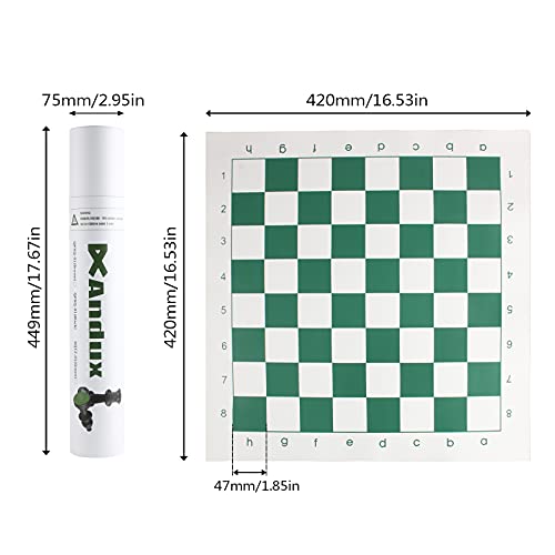 Image of Andux Chess Game Set Chess Pieces and Rollable Board XQTZ-01 (Green,42x42cm)