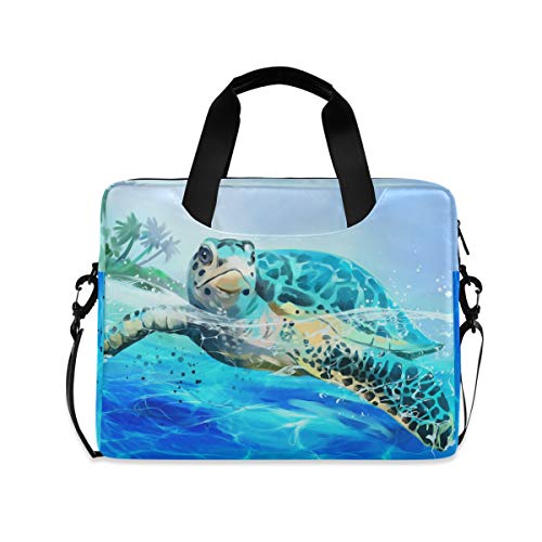 ALAZA Sea Turtle Floats Watercolor Painting Laptop Case Bag Sleeve Portable Crossbody Messenger Briefcase w/Strap Handle, 13 14 15.6 inch
