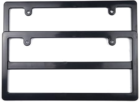 Amazon Tamaxy ナンバープレートフレーム スリム ブラック プレーン 2枚セット 幅1 8 軽自動車の綺麗に黄色枠が隠れて ナンバーの文字が隠れることも無く ナンバープレートホルダー 車 バイク
