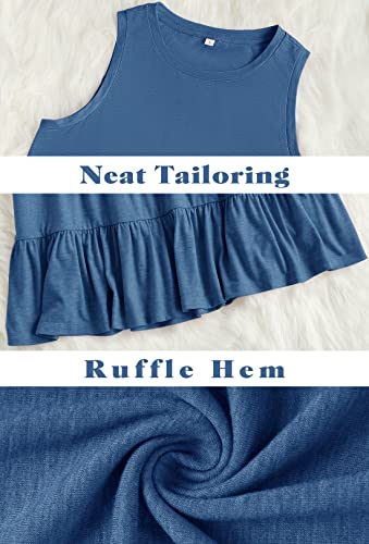Image of HAEOF Women's Summer Sleeveless Peplum Babydoll Tops Casual Crew Neck Flowy Loose Fit Tunic Tank Shirts