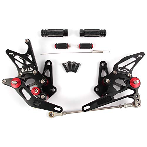 Arashi Verstellbare Rearsets Kompatibel mit Suzuki Hayabusa GSXR 1300 1999-2007 Schwarz