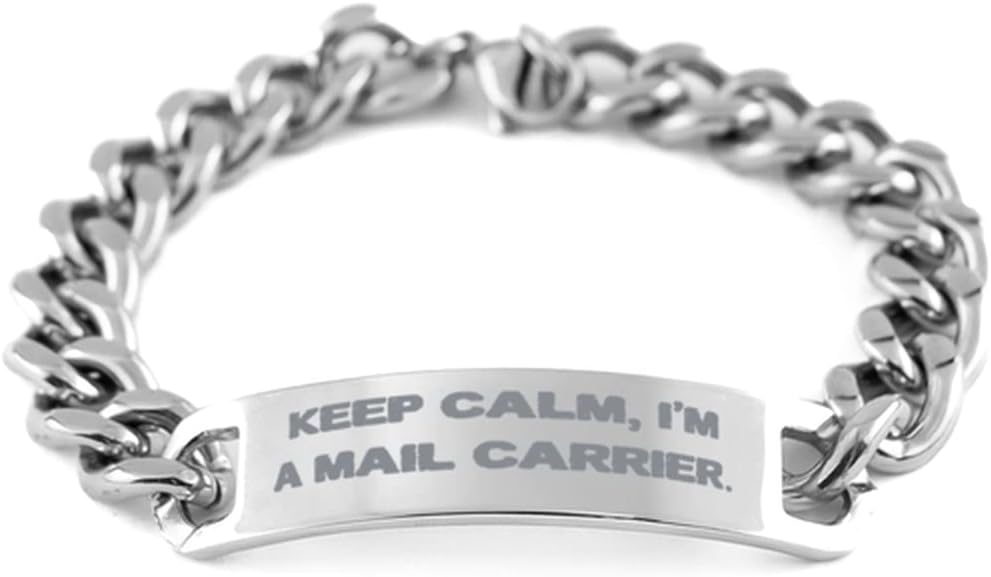 Unique Mail Carrier Cuban Chain Bracelet, Keep Calm, I'm a Mail Carrier, Fun Gifts for Coworkers, Funny Mail Carrier Gifts, Mail Carrier Gift Ideas, Gifts for Mail Carriers, Mailman