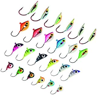 Bassdash Ice Fishing Lure Kit Glowing Paint Jigs for Winter Ice Jigging Crappie