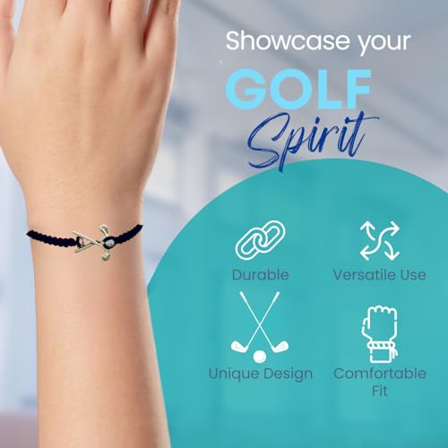 Sportybella Golf Charm Bracelet, Adjustable Rope Jewelry for Golfers, Accessories2