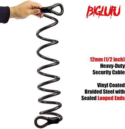 Biglufu Bike Security Steel Cable, 7Ft/210Cm Long Braided Steel Lock Cables, 12Mm Flexible Steel Cable With Loop End #TOP3