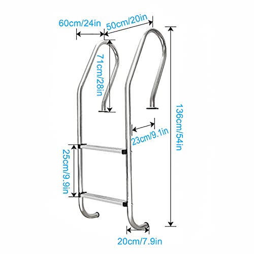 Escalera para piscina de 2 peldaños acero inoxidable 304 miniatura 6