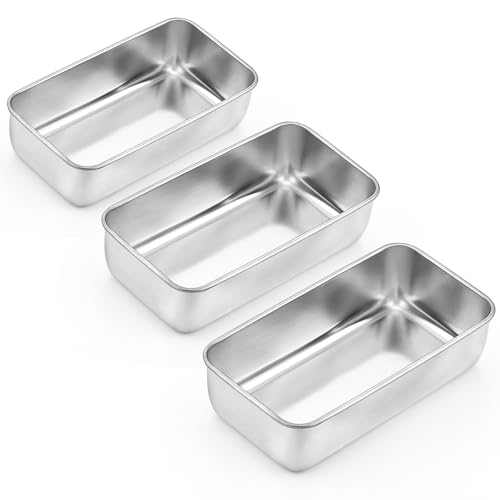 Onader 9 x 5 Loaf Pans, Stainless Steel Deep Meatloaf Pan for Baking Bread Set of 3