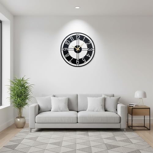 Image of Morden Metal Wall Clock for Living Room, Bedroom, Office, Kitchen, Stylish Wall Clock for Home and Hall, Designer Big Size Modern(DA-256, 50CM)