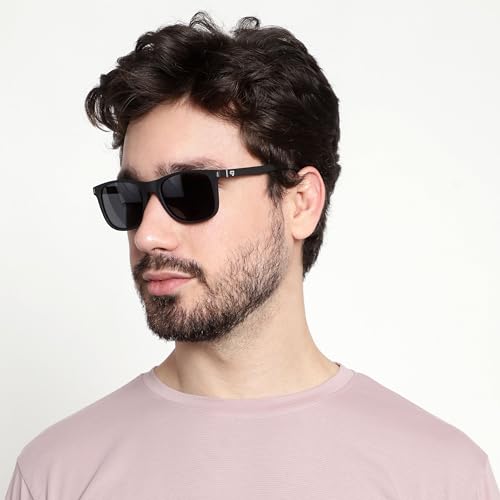 Woggles | Full Rim Square Branded Latest and Stylish Sunglasses | Polarized and 100% UV Protected | Men & Women | Medium | Lens: Black, Frame: Black - Image 5