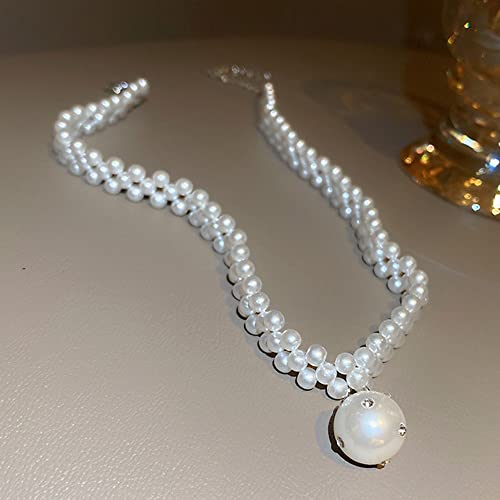 Octwine Boho Layered Necklaces For Women Weave Short Necklaces Gold Choker Necklaces Pearls Necklace Layered Rhinestones Pendant Necklace Multilayer For Women And Gilrs #TOP3