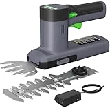 WORFCI Gartenschere 12V, 2-IN-1 Handliche Elektrisch Grasschere und Strauchschere mit 2.000mAh Akku, Strauch Messerlänge 12cm, Gras Messerbreite 9,5cm