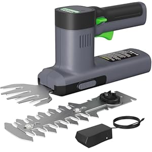 WORFCI Gartenschere 12V, 2-IN-1 Handliche Elektrisch Grasschere und Strauchschere mit 2.000mAh Akku, Strauch Messerlänge 12cm, Gras Messerbreite 9, 5cm