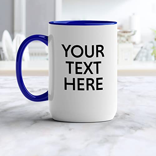 GotPrint Custom Mug, Add Text, Personalized Gift, Ceramic, Taza Personalizada, Customized with Text, For Mom, Dad, Friends, Family, Indigo, 15 Oz