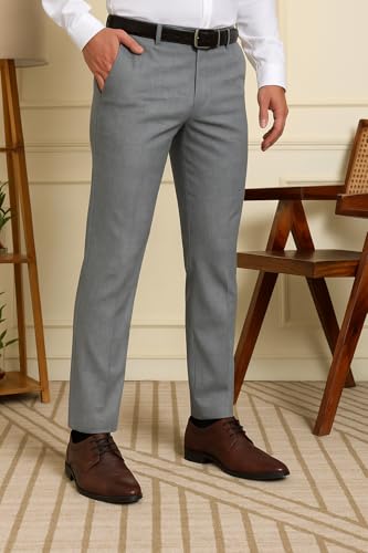 Image of SaintX Men's Premium Stretchable Formal Trouser with Techno Flex Waistband | Slim Fit | Italian Design | Triple Blend Special Fabric Pants | Office Wear /Executive Wear