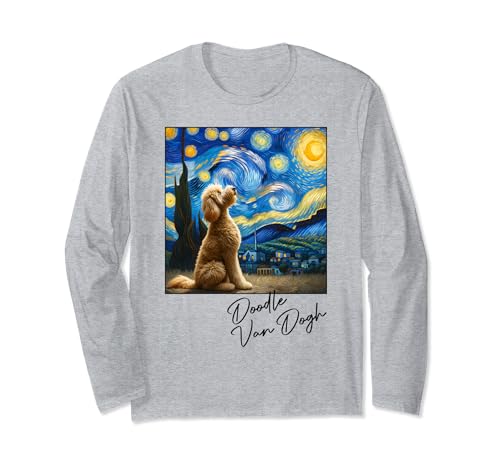 Arte para perros Goldendoodle de Van Gogh Starry Night Golden Doodle Dog Manga Larga