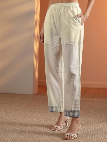 Image of Libas Embroidered Cotton Anarkali Kurta with Trouser and Dupatta