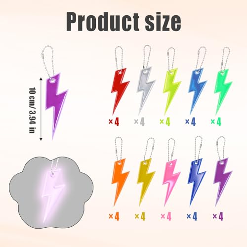 PEUTIER 40pcs Safety Reflector Pendants, 10 Colors Kids Reflective Keychain with Chains Waterproof Double-Sided Reflective Key Chain for Backpack School Bag Walking Running Cycling by PEUTIER - Image 2