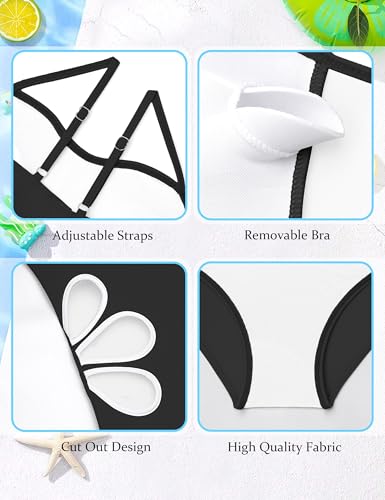 Image of Girls Swimsuit Adjustable Straps Cut Out One Piece Bathing Suit with Solid Color Cover Up Skirt Girls' Swimwear 5-16Y