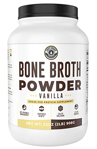 Bone Broth Protein Powder, Vanilla, Grass Fed, 2 lbs / 42 Servings