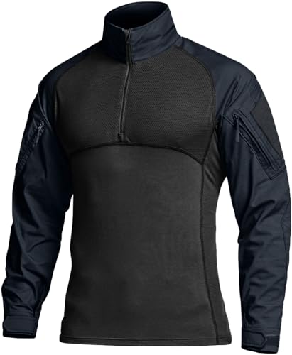 Image of CQR Men's Tactical Combat Shirt, 1 /4 Zip Long Sleeve Breathable Military BDU Training Top for Shooting, Hunting, Range Use