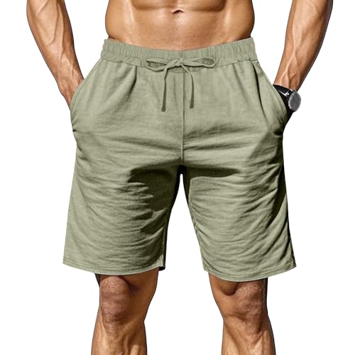 Shorts casuales de lino y algodón para hombre miniatura 1