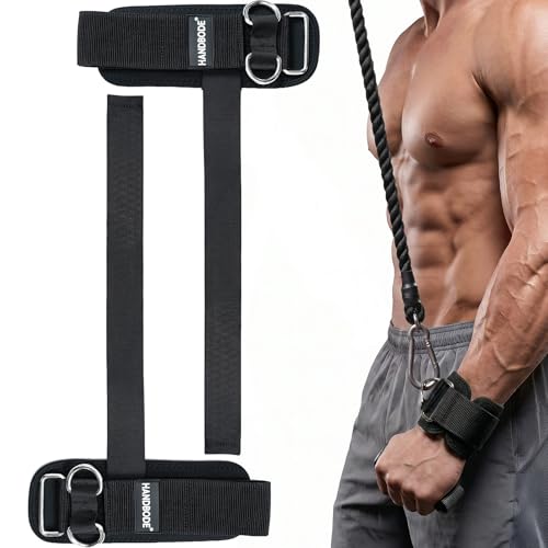 HANDBODE Lifting Wrist Straps for Weightlifting Gym Wraps with Double D-Ring for Secure Grip Deadlift Pull Up Bodybuilding Cable Workout Fit Men Women Extra-Long Padded Nylon