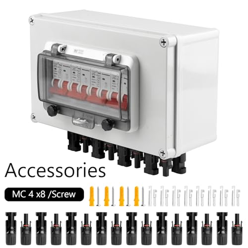 Überspannungsschutz PV, DC Trennschalter Pv Anlage DC12v-DC400v 4-String, 2P 30A Wasserdichte Solar-Combiner-Box Zur Wandmontage, Ip67 Wasserdichter Lasttrennschalter FüR Solar-PV-System