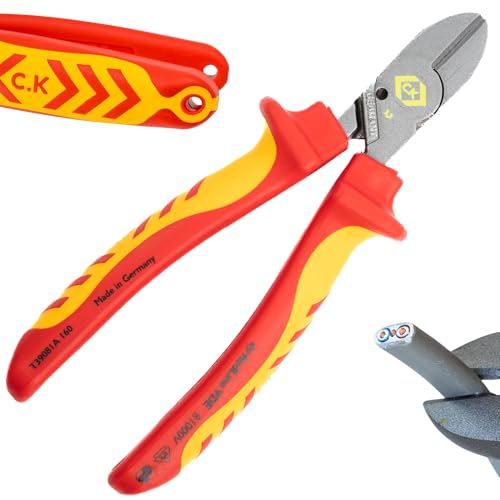 C.K RedLine 2025 Edition VDE CombiCutter 1, cortador lateral alemán de cable eléctrico de 160 mm con cizalla de tornillo, recortadoras resistentes para electricistas, tijeras de electricistas, CK