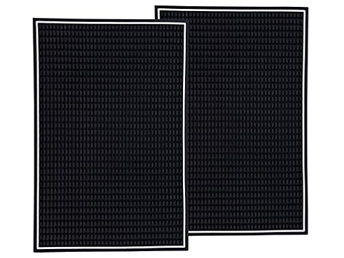 Highball & Chaser Premium Bar Mat 18in x 12in 1cm Thick Durable and Stylish Service Bar Mat for Spills, Coffee, Bars, Restaurants and Counter Top Dish Drying Mat, Glass Drying Mat (2 Pack Black) by Highball & Chaser - Used condition - US$38.72