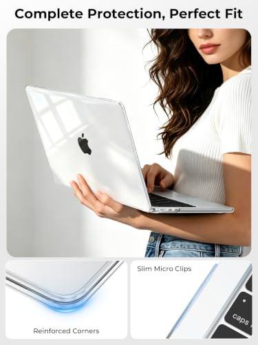 EooCoo Hülle für MacBook Air 13,6 Zoll M5 M4 M3 M2 2026-2022 Transparent – Ansicht 5