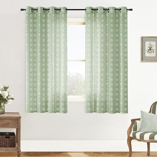 Cute Sheer Curtains 63 Inch Length for Nursery Girl,Semi Light