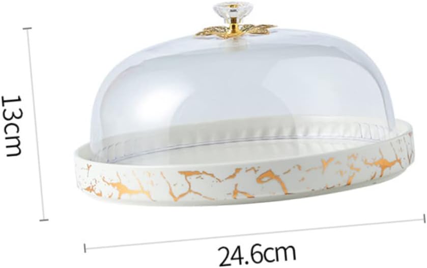 PRETYZOOM 1pc Ceramic Cake Stand Lid Multi-purpose Dessert Serving Tray for Cakes Fruits and Pastries for Kitchen Parties and Events White