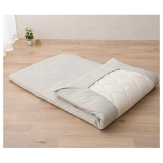 EMOOR Japanese Futon Mattress CLASSE & Fitted Sheet PRESSO King Made in Japan, Cotton (Gray) Foldable Floor Sleeping Bed Tatami Mat
