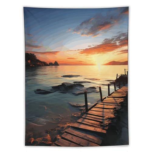 Tapisserie murale plage en tissu lavable pour une décoration durable
