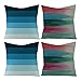 Lieson Juego de 4 fundas de almohada para sofá, diseño de rayas, 18 x 18 cm, color azul y verde degradado, 45 x 45 cm, lino