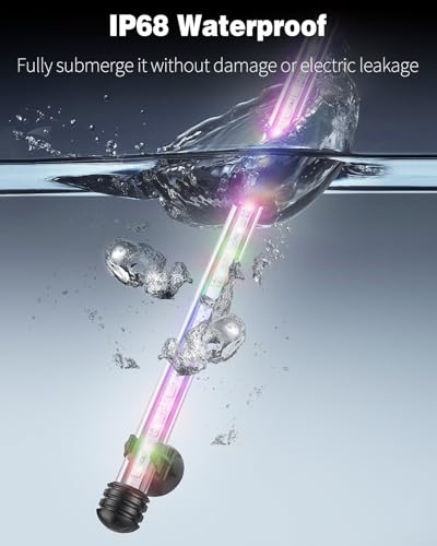 Image of Pawfly 5.5 W Aquarium LED Light 19 Inch Underwater Fish Tank Light with Timer Auto On /Off Fish Tank Background Lights with 8 Lighting Modes Submersible Multi-Colored Tube Lights for Decoration