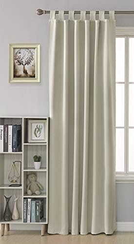Deconovo Thermal Insulated Window Treatment Room Darkening Tab Top Blackout Curtain for Bedroom, Fabric, Blue, 140x245cm