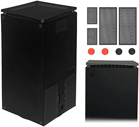 Dust Filter Cover for Xbox series X DOBEWINGDELOU ABS Plastic Bracket and 4 PVC Meshes Set Dustproof Filter Cover Protector Black