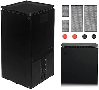 Dust Filter Cover for Xbox series X DOBEWINGDELOU ABS Plastic Bracket and 4 PVC Meshes Set Dustproof Filter Cover Protector Black