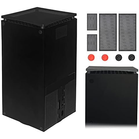 Dust Filter Cover for Xbox series X DOBEWINGDELOU ABS Plastic Bracket and 4 PVC Meshes Set Dustproof Filter Cover Protector Black Cover