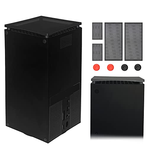 Cubierta de filtro de polvo para la serie X de Xbox DOBEWINGDELOU Soporte de plástico ABS y 4 mallas de PVC Juego de cubierta de filtro a prueba de polvo Negro Cover