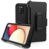 Samsung Galaxy A02S case,Heavy Duty Hard Shockproof Armor Protector Case Cover with Belt Clip Holster for Samsung Galaxy A02S Phone Case (Black)