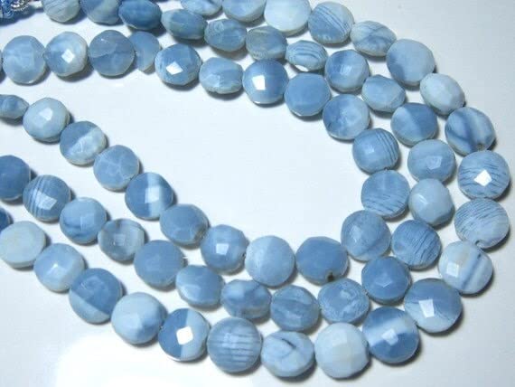 Opale bleue naturelle perle 9mm pierre briolette facettée pour création bijoux fil 8 pouces