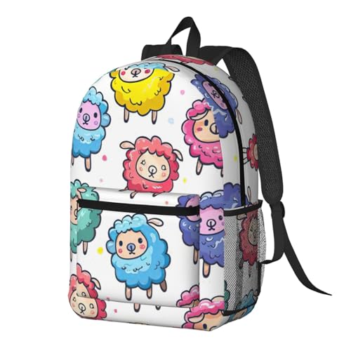 Sac à dos d'école léger et motif moutons colorés confortable